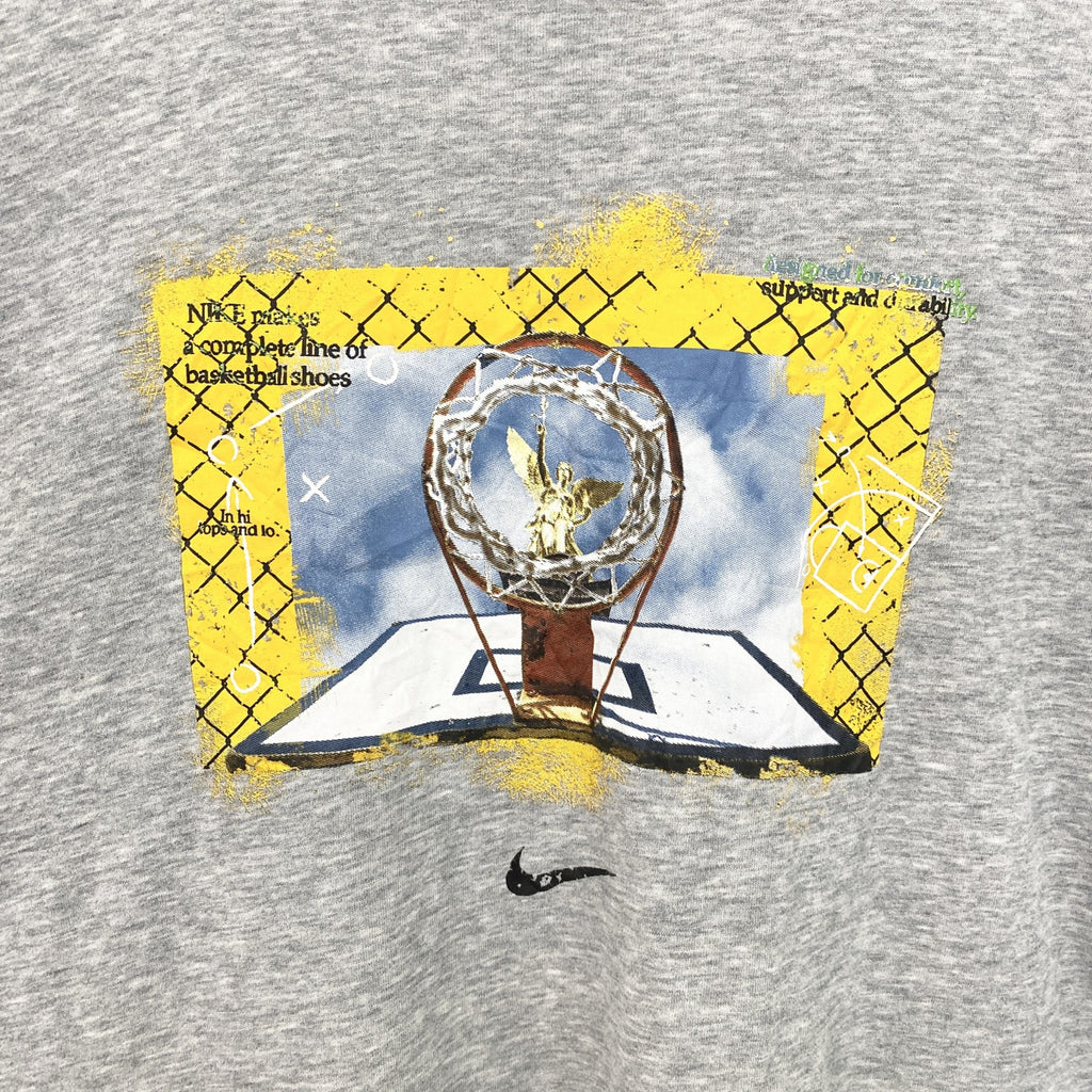 古着 used　NIKE　ナイキ　半袖クルーネックプリントＴシャツ　バスケットボール　スポーツ　グレー　Lサイズ