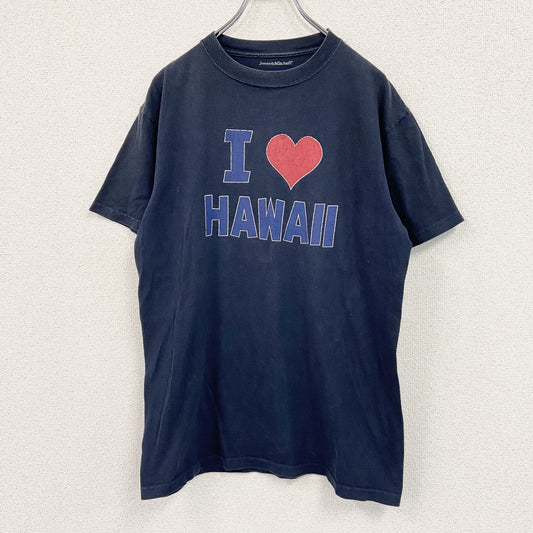 半袖プリントTシャツ　I LOVE HAWAII　黒　ブラック　Mサイズ