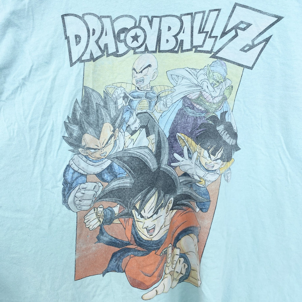古着 used　ドラゴンボールZ　半袖アニメプリントＴシャツ　キャラクターデザイン　孫悟空　ベジータ　グリーン　XLサイズ