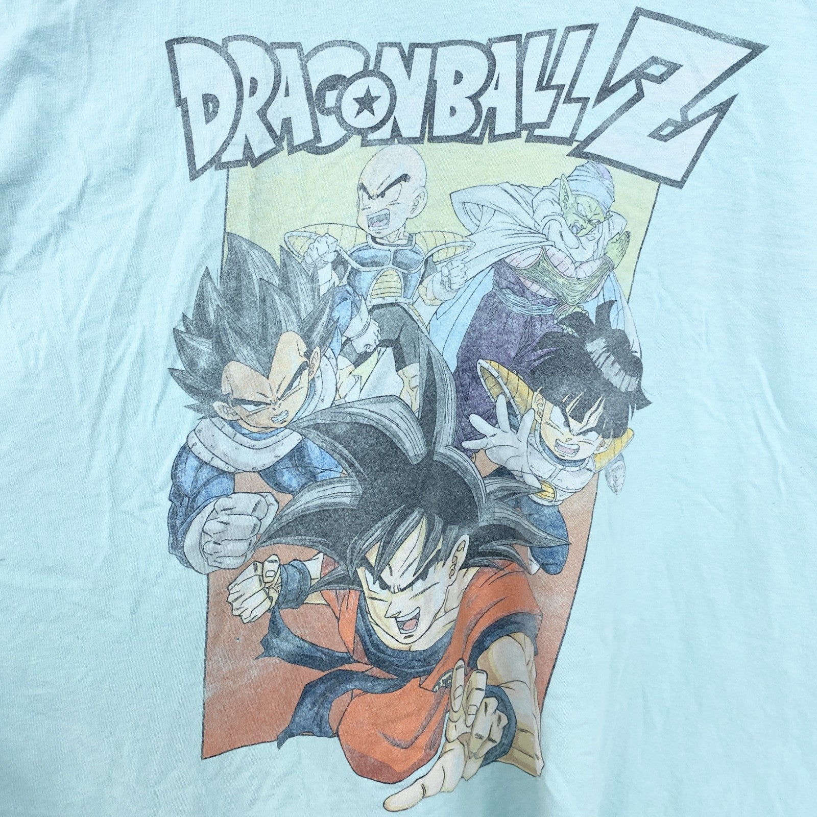 古着 used　ドラゴンボールZ　半袖アニメプリントＴシャツ　キャラクターデザイン　孫悟空　ベジータ　グリーン　XLサイズ