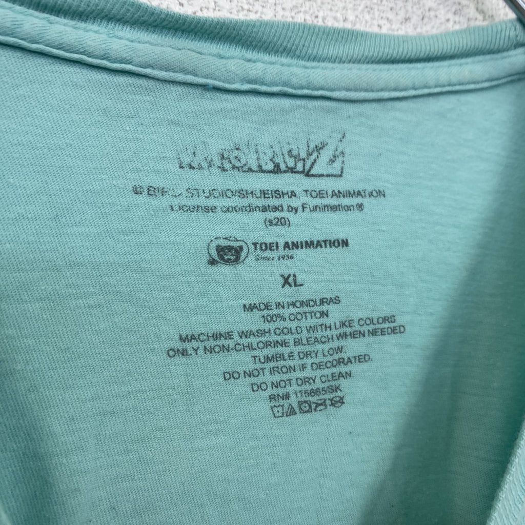 古着 used　ドラゴンボールZ　半袖アニメプリントＴシャツ　キャラクターデザイン　孫悟空　ベジータ　グリーン　XLサイズ