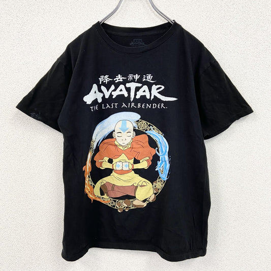 古着 used　アバター　AVATAR　半袖プリントTシャツ　伝説の少年アン　クルーネック　レトロデザイン　黒　ブラック　Sサイズ