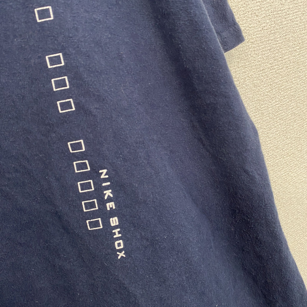 古着 used　00s　NIKE　ナイキ　SHOX　ショックス　半袖プリントＴシャツ　両面プリント　紺　ネイビー　Mサイズ