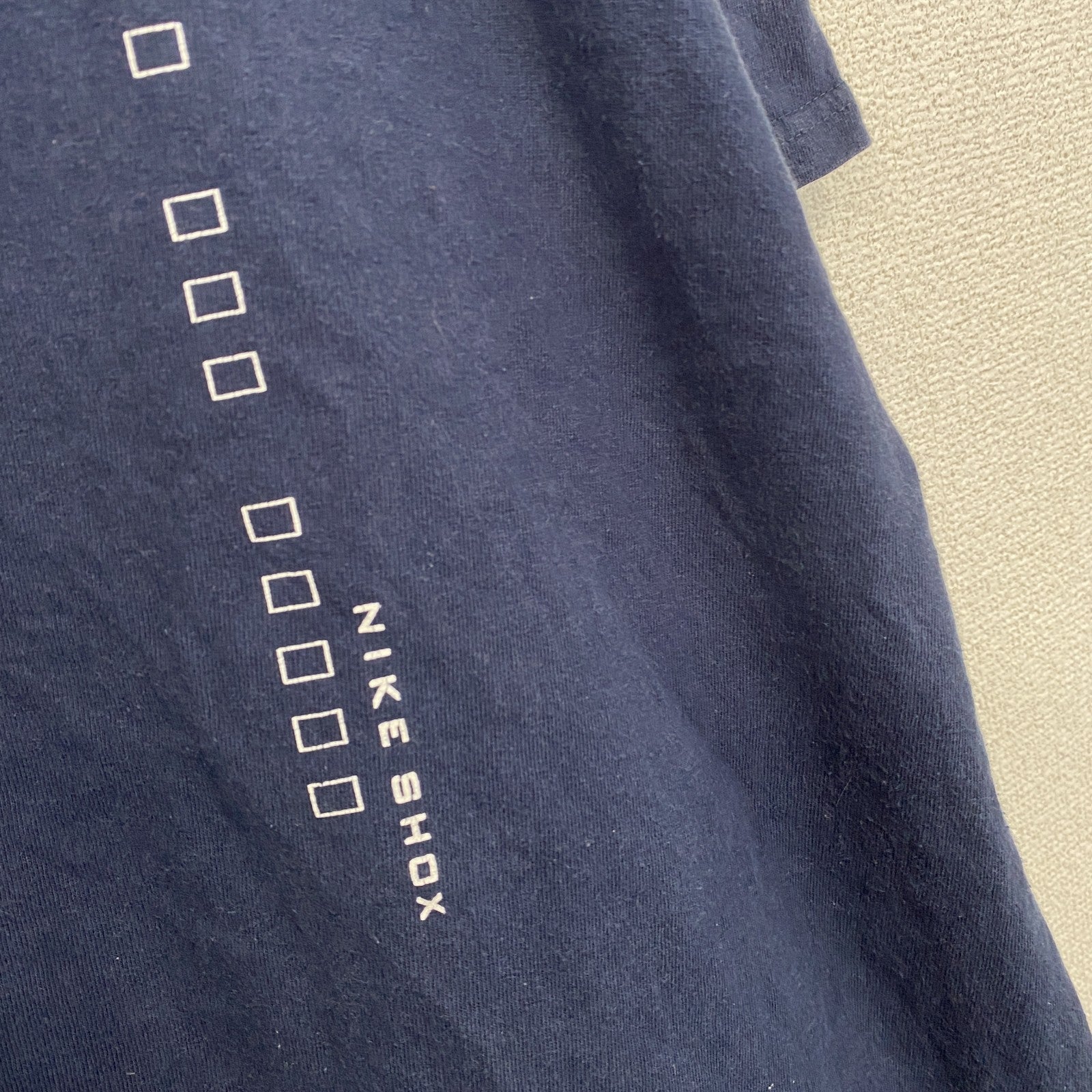 古着 used　00s　NIKE　ナイキ　SHOX　ショックス　半袖プリントＴシャツ　両面プリント　紺　ネイビー　Mサイズ