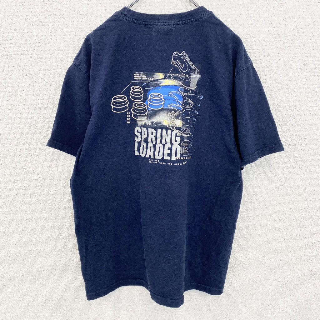 古着 used　00s　NIKE　ナイキ　SHOX　ショックス　半袖プリントＴシャツ　両面プリント　紺　ネイビー　Mサイズ