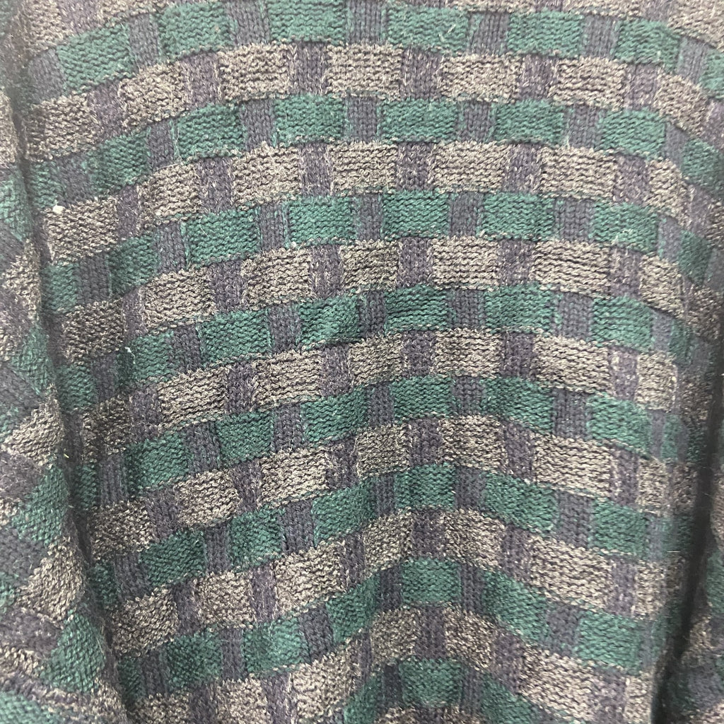 ～90s　T.L.C byLambert　ニットセーター　総柄　ヴィンテージ　深緑　ディープグリーン　XLサイズ