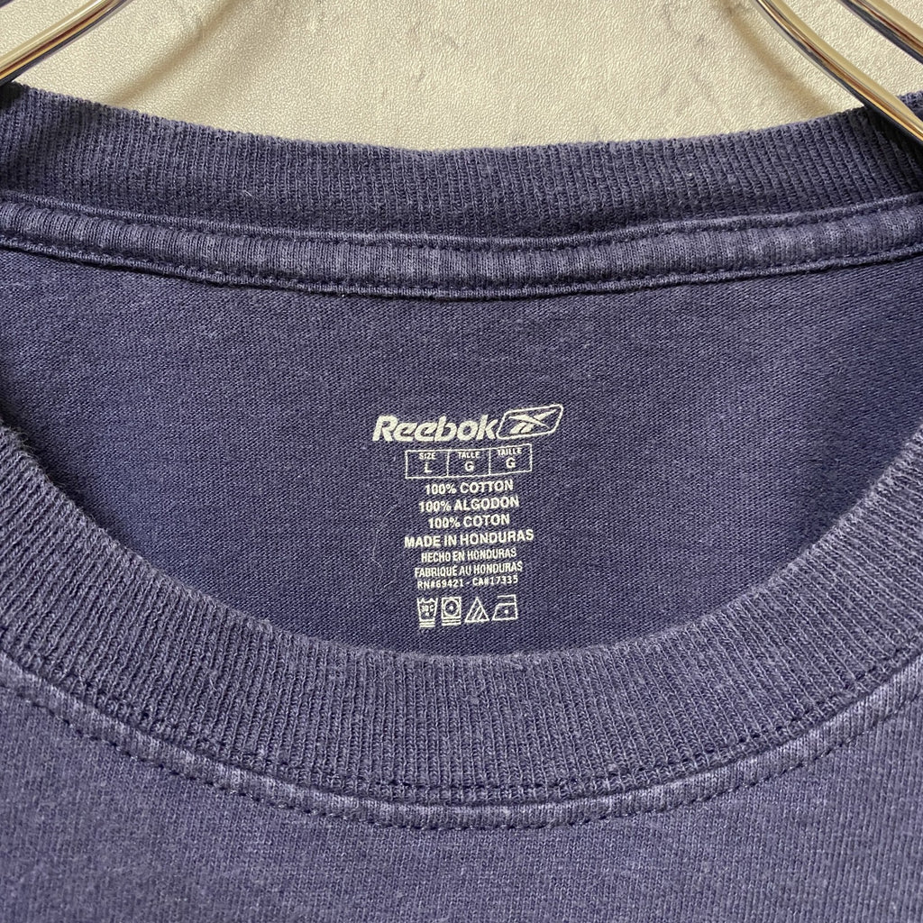 古着 used　Reebok　リーボック　半袖プリントTシャツ　ホッケー　ペンギン　スポーツTシャツ　紺　ネイビー　Lサイズ