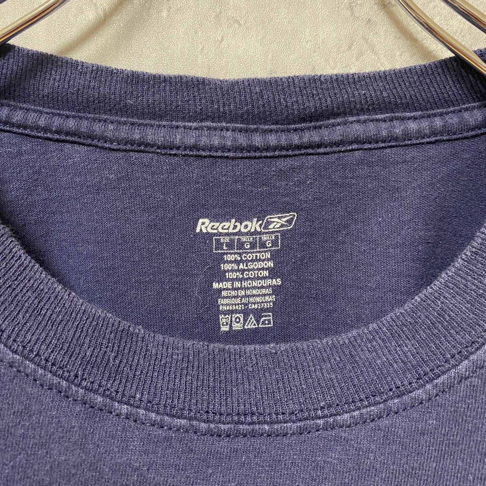 古着 used　Reebok　リーボック　半袖プリントTシャツ　ホッケー　ペンギン　スポーツTシャツ　紺　ネイビー　Lサイズ