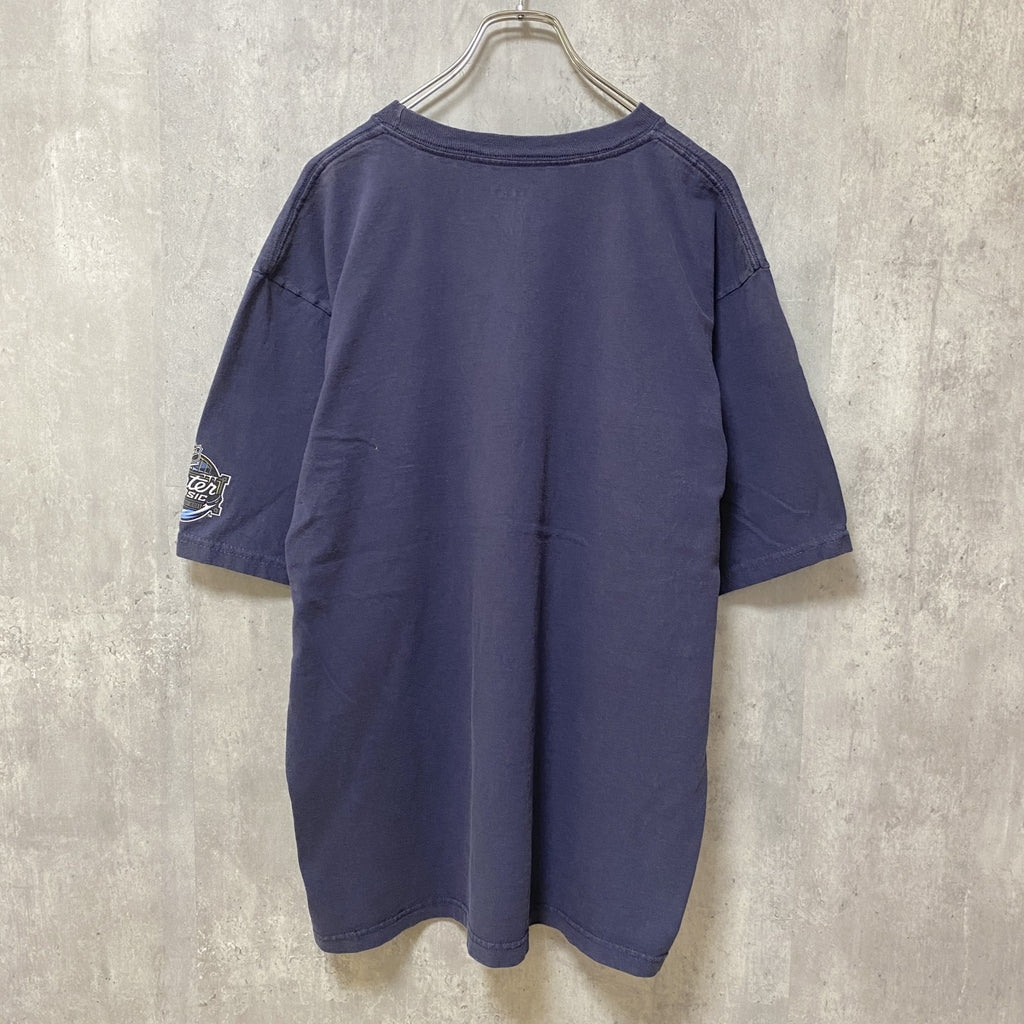 古着 used　Reebok　リーボック　半袖プリントTシャツ　ホッケー　ペンギン　スポーツTシャツ　紺　ネイビー　Lサイズ