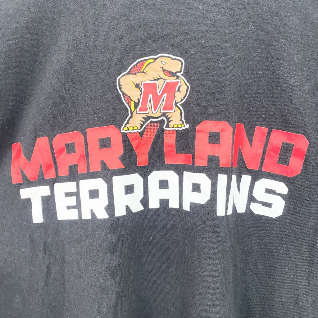 古着 used　champion　チャンピオン　長袖カレッジプリントTシャツ　ロンT　メリーランド大学　テラピンズ　黒　Mサイズ