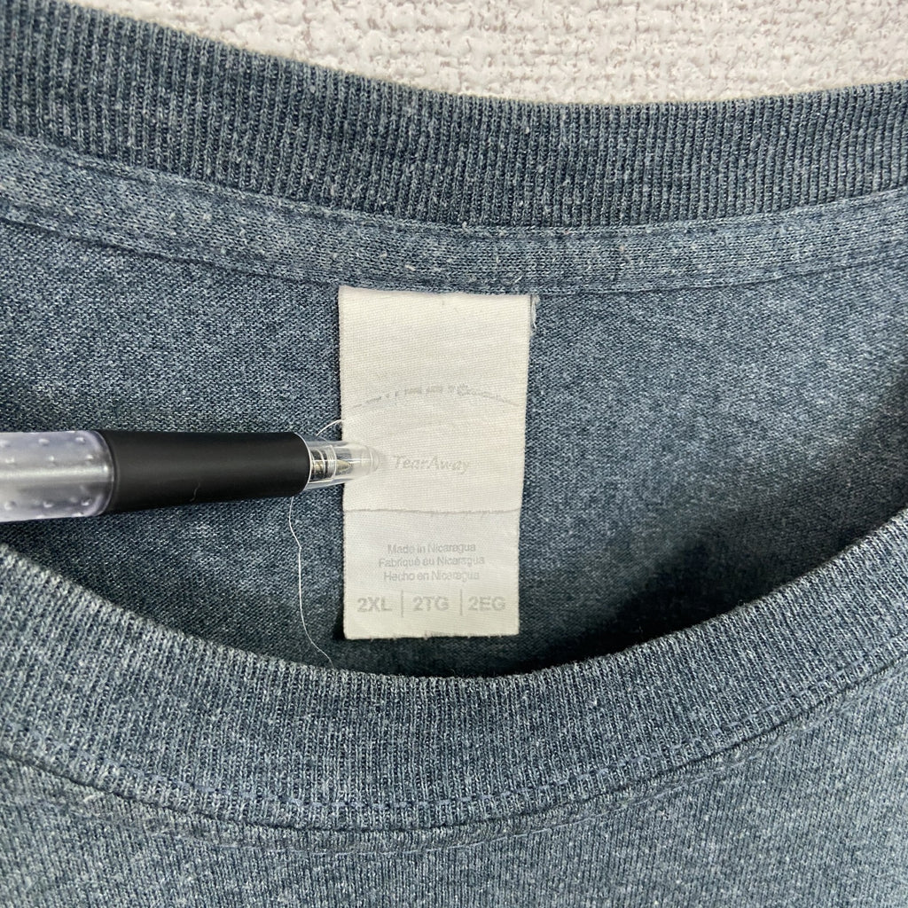 古着 used　半袖プリントTシャツ　野球　ベースボール　クルーネック　レトロデザイン　灰色　グレー　2XLサイズ