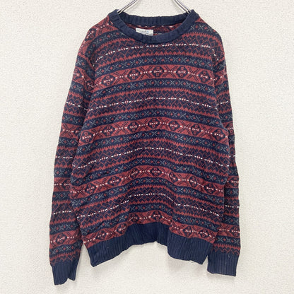 Croft&Barrow　コットンニットセーター　総柄　赤　レッド　Mサイズ