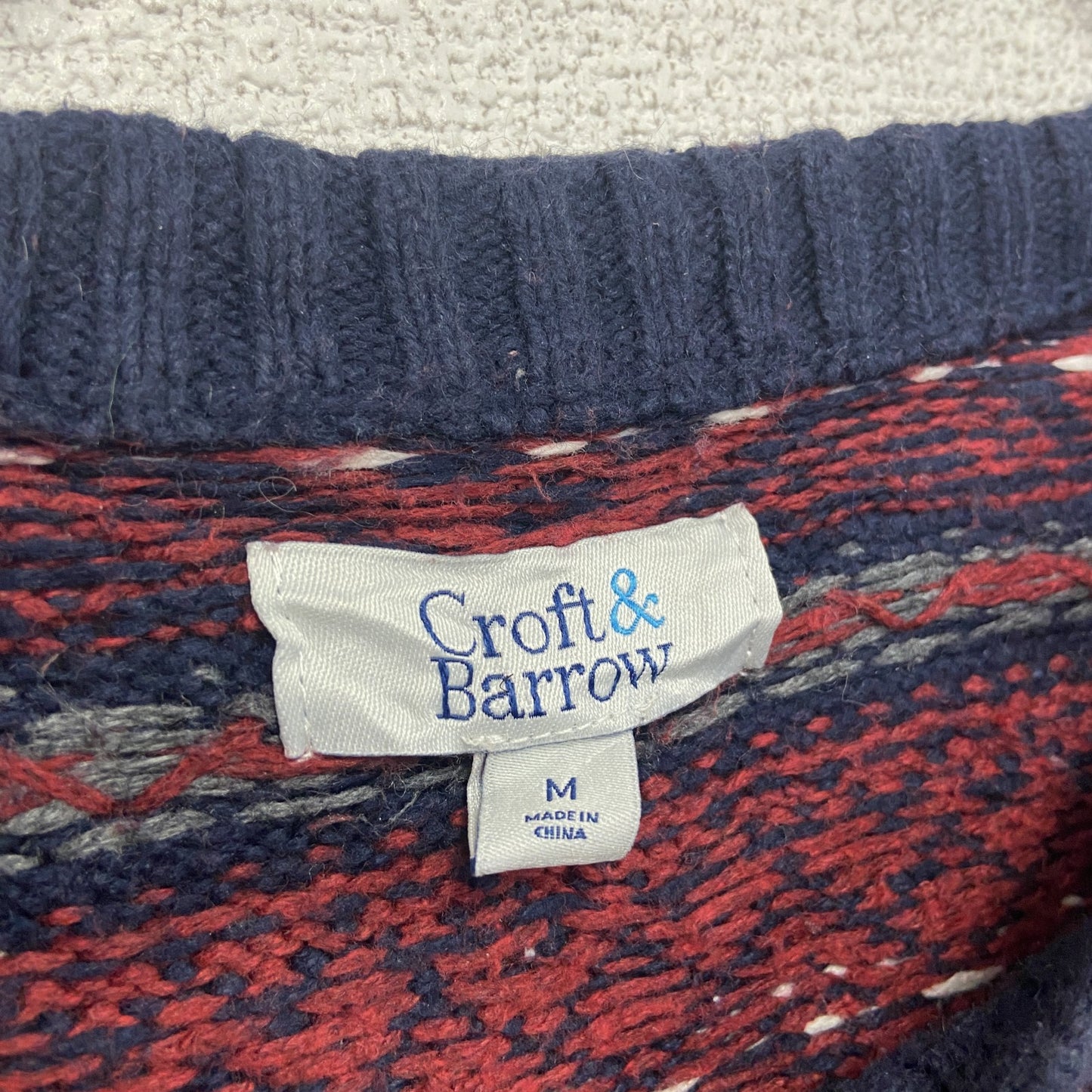 Croft&Barrow　コットンニットセーター　総柄　赤　レッド　Mサイズ