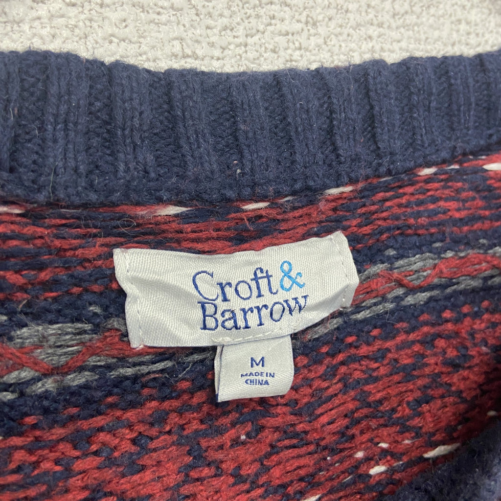 Croft&Barrow　コットンニットセーター　総柄　赤　レッド　Mサイズ