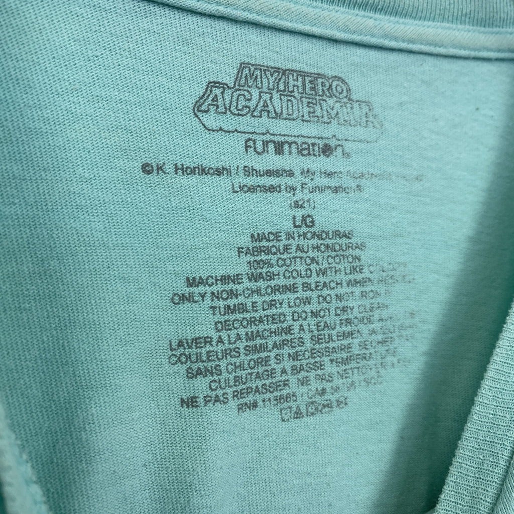 古着 used　僕のヒーローアカデミア　緑谷出久　長袖アニメプリントＴシャツ　キャラクターデザイン　グリーン　Lサイズ