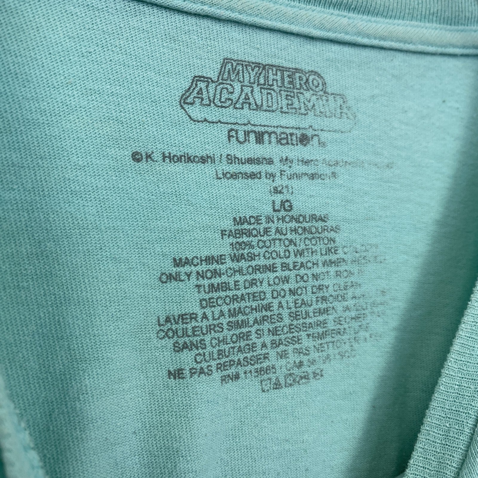 古着 used　僕のヒーローアカデミア　緑谷出久　長袖アニメプリントＴシャツ　キャラクターデザイン　グリーン　Lサイズ