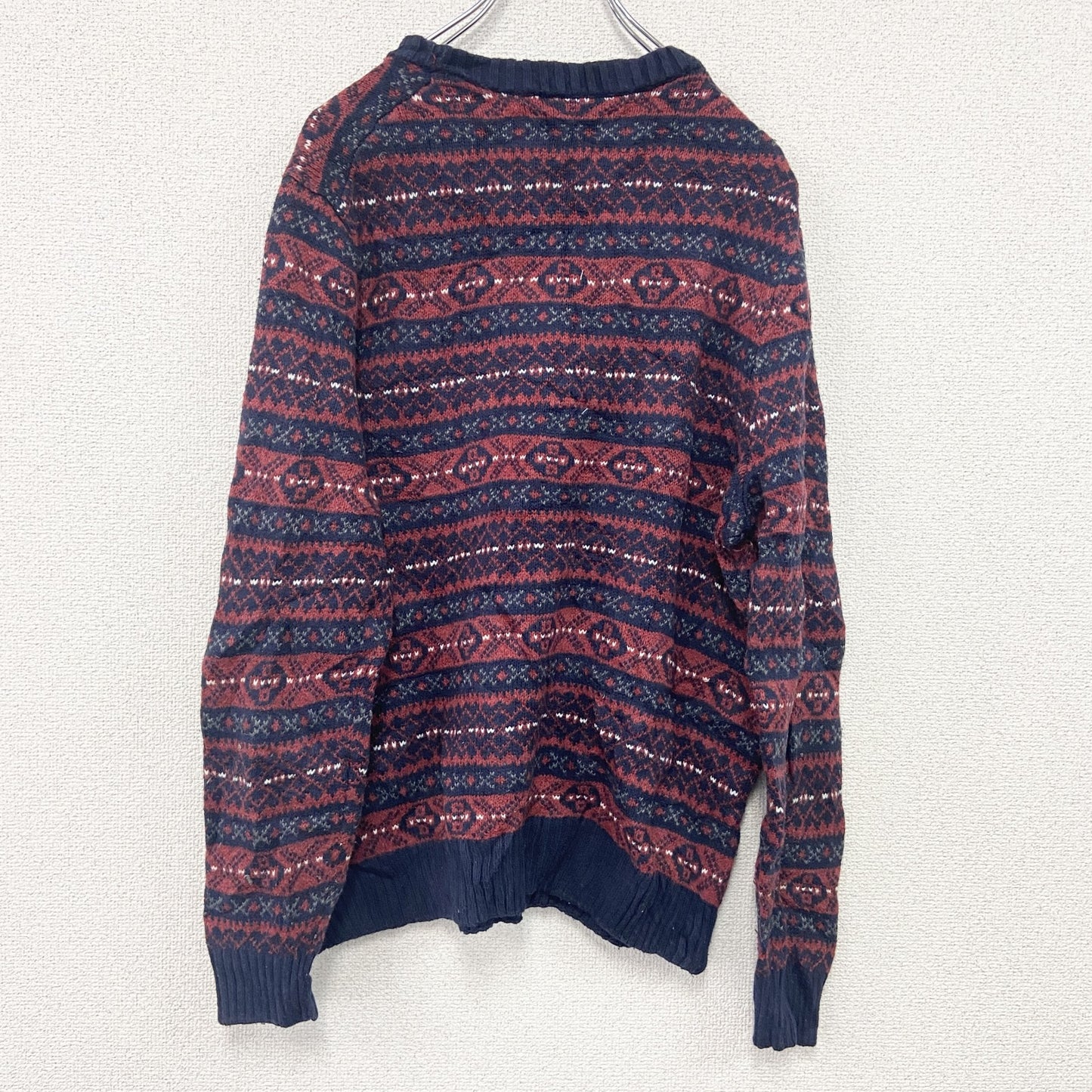 Croft&Barrow　コットンニットセーター　総柄　赤　レッド　Mサイズ