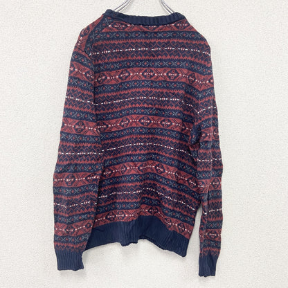 Croft&Barrow　コットンニットセーター　総柄　赤　レッド　Mサイズ
