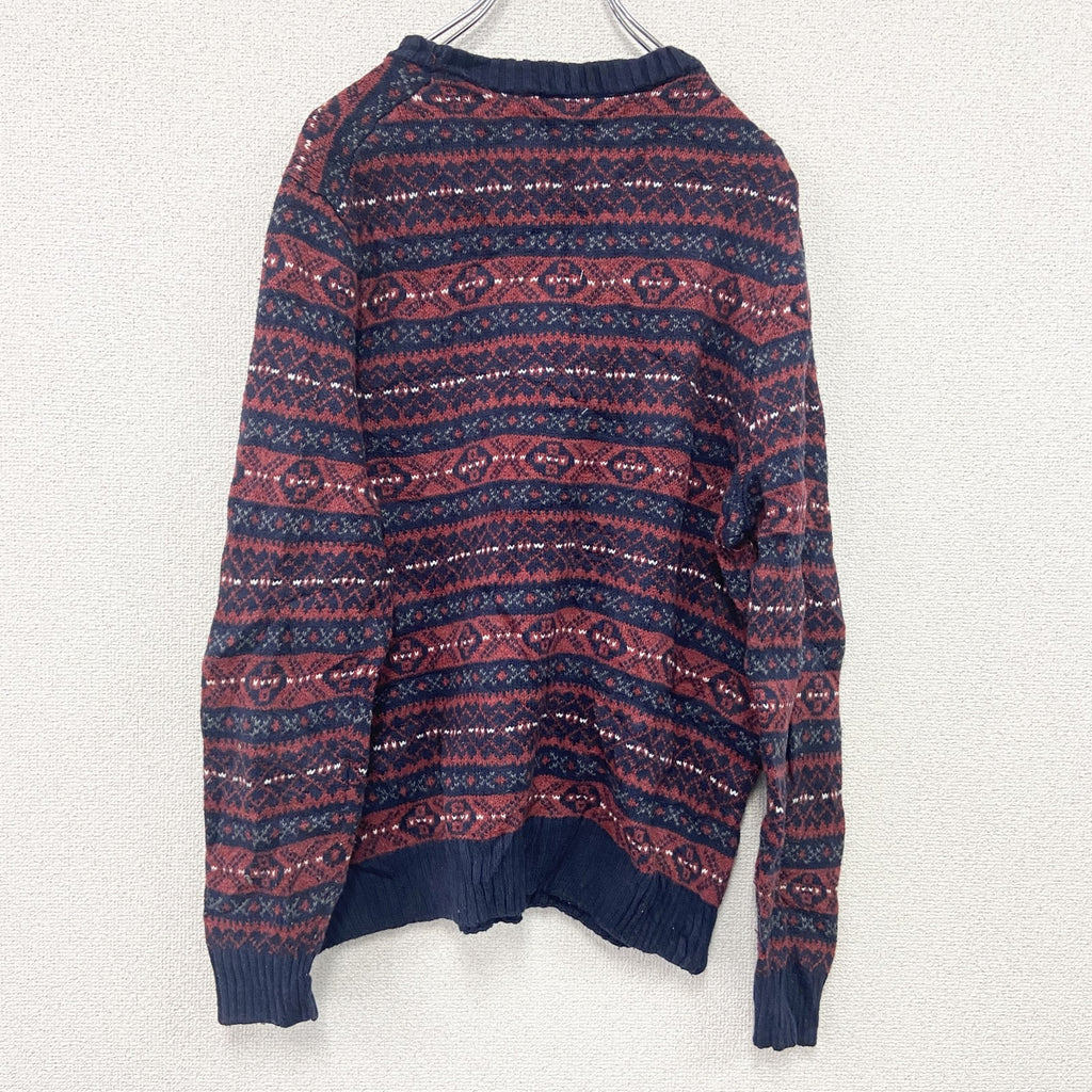 Croft&Barrow　コットンニットセーター　総柄　赤　レッド　Mサイズ
