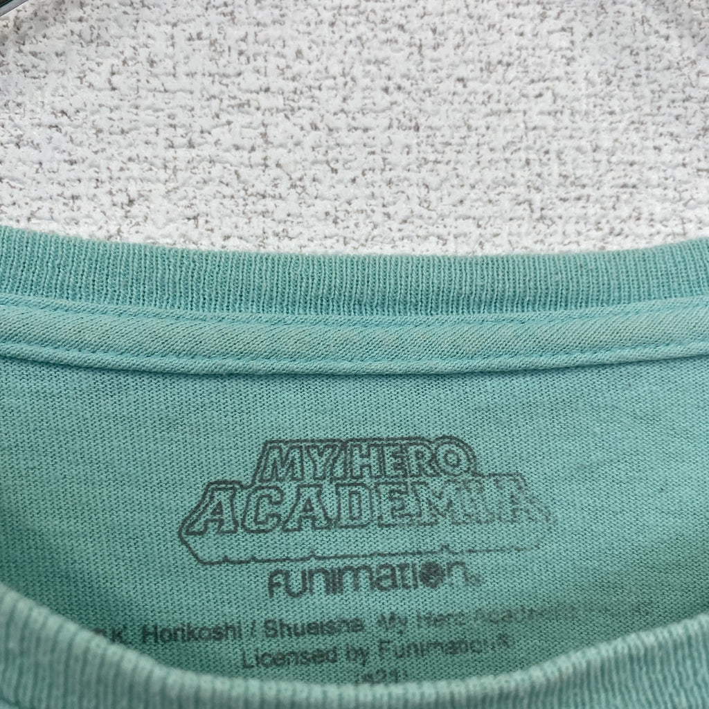 古着 used　僕のヒーローアカデミア　緑谷出久　長袖アニメプリントＴシャツ　キャラクターデザイン　グリーン　Lサイズ