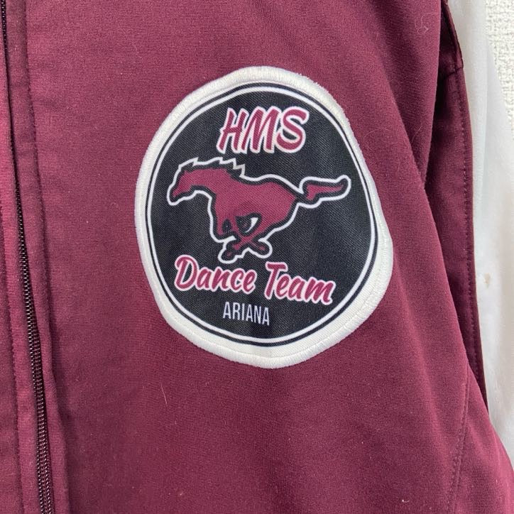 古着 used　長袖トラックジャケット　ジャージ　ワンポイント　HMS　ダンス　ボルドー　ワンポイント　Lサイズ