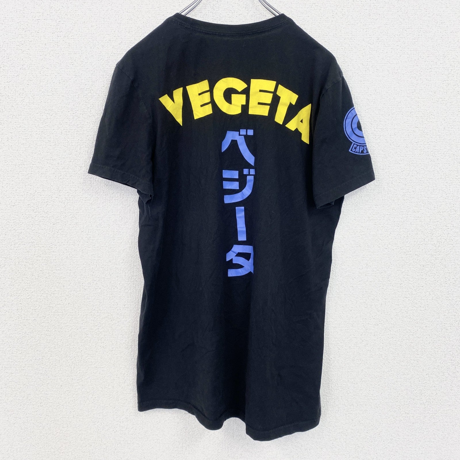 古着 used　ドラゴンボールZ　ベジータ　スーパーサイヤ人　半袖アニメプリントTシャツ　キャラクターデザイン　黒　Mサイズ