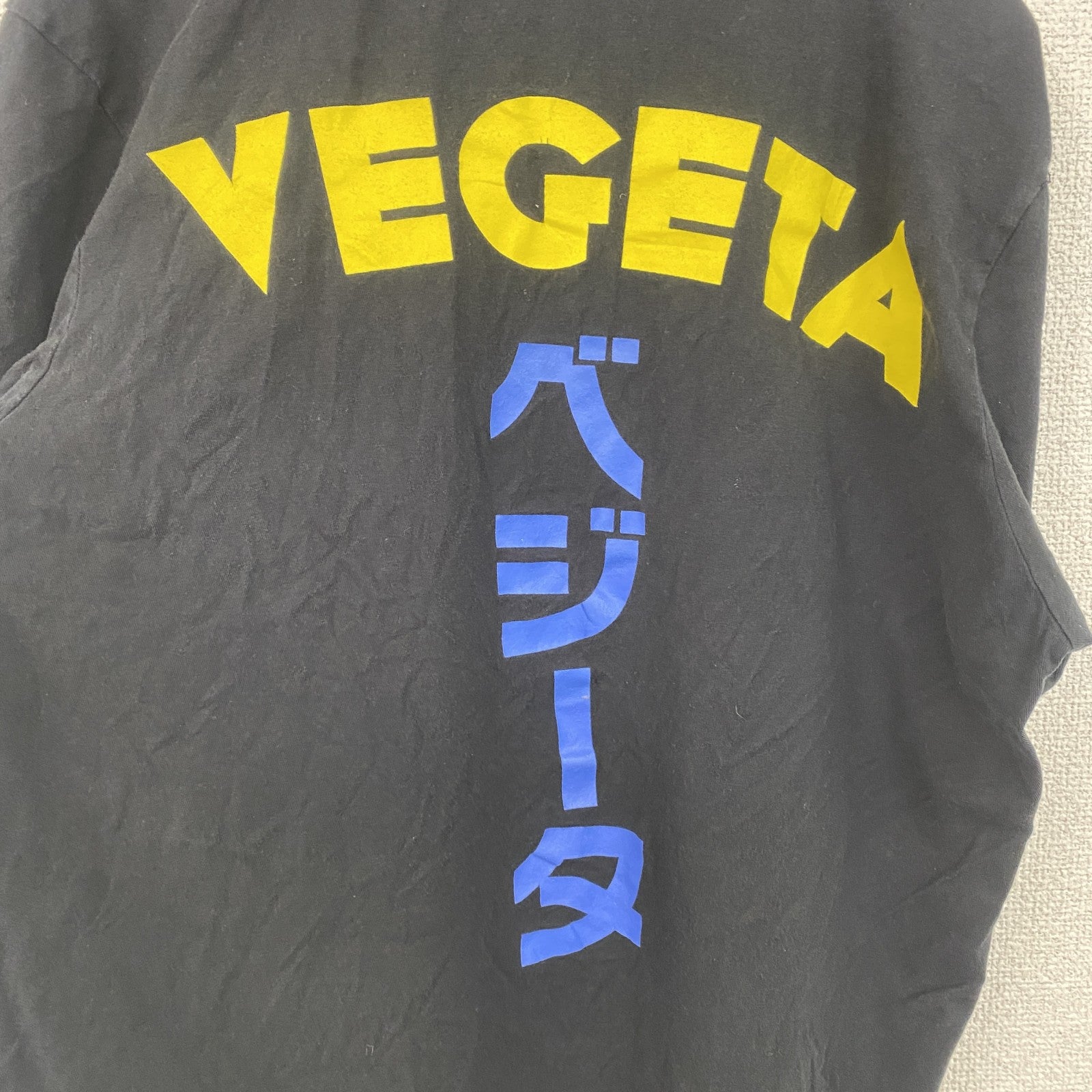 古着 used　ドラゴンボールZ　ベジータ　スーパーサイヤ人　半袖アニメプリントTシャツ　キャラクターデザイン　黒　Mサイズ