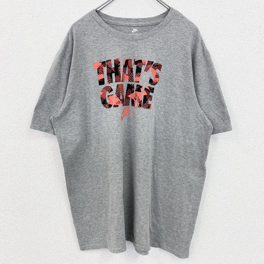 古着 used　NIKE　ナイキ　半袖英語ロゴプリントＴシャツ　クルーネック　THAT’S GAME　グレー　2XLサイズ