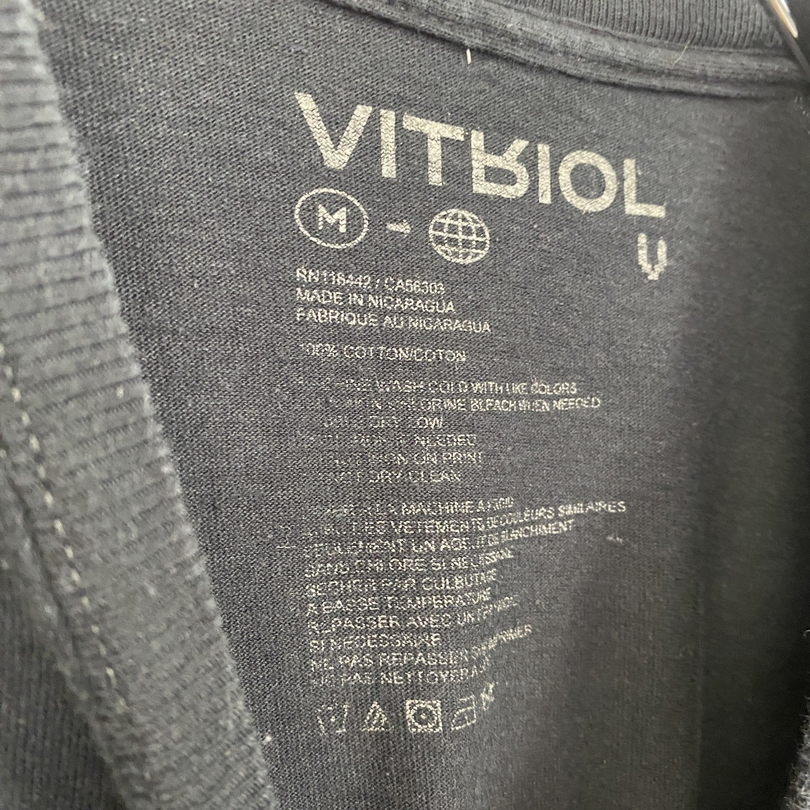 古着 used　VITRIOL　半袖キャラクタープリントTシャツ　ハングル　Sorry　クルーネック　黒　ブラック　Mサイズ