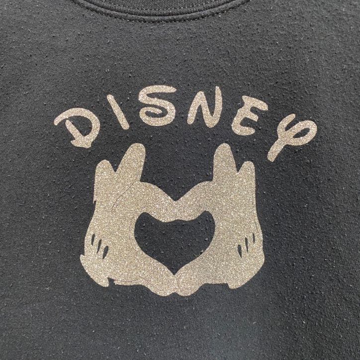 古着 used　GILDAN ギルダン　DISNEY　ディズニー　長袖プリントスウェット　トレーナー　クルーネック　黒　Sサイズ