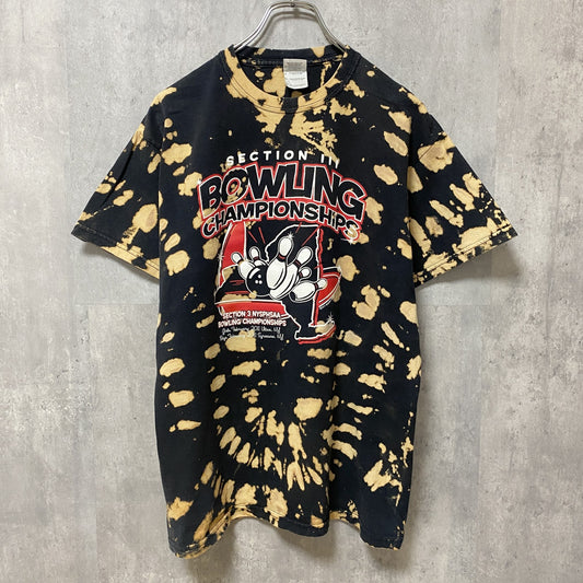 古着 used　GILDAN　ギルダン　BOWLING　ボーリング　半袖プリントTシャツ　タイダイTシャツ　Mサイズ