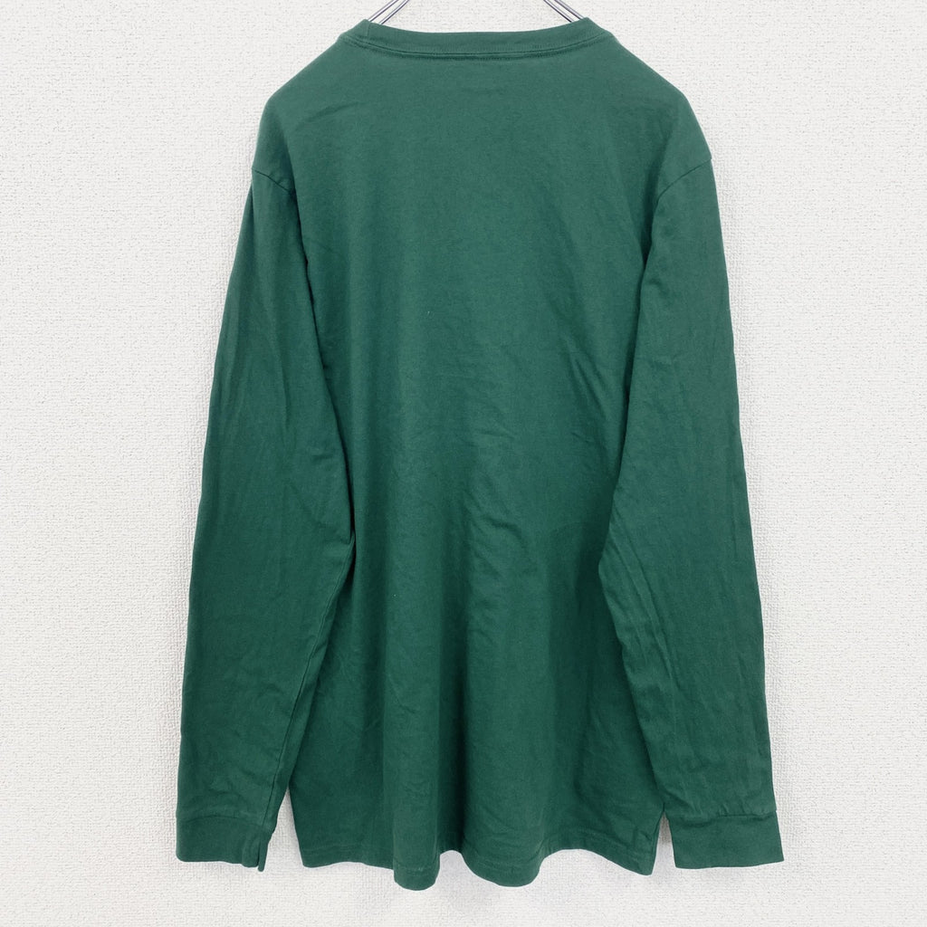 古着 used　adidas　アディダス　長袖プリントTシャツ　クルーネックロンT　ミネソタワイルド　ホッケー　緑　XLサイズ