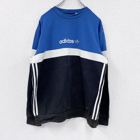 adidas　アディダス　スウェット/トレーナー　トレフォイルロゴ　青　ブルー　Mサイズ
