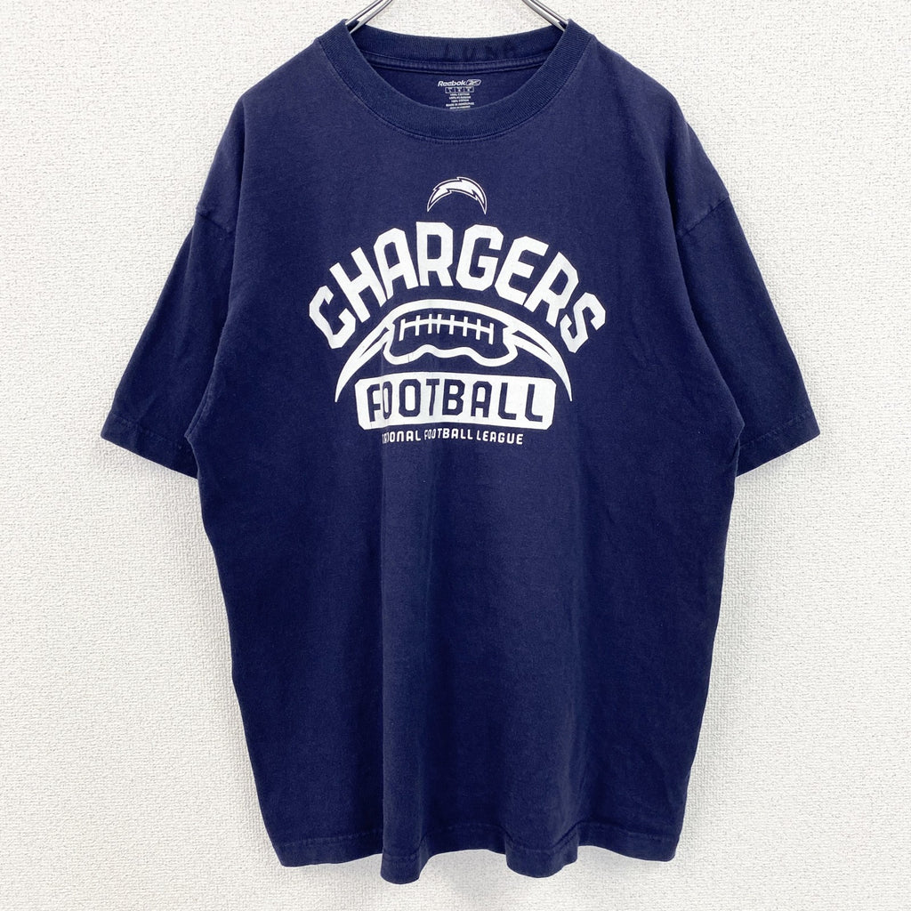 古着 used　Reebok　リーボック　半袖プリントＴシャツ　ロサンゼルスチャージャーズ　フットボール　ネイビー　Lサイズ