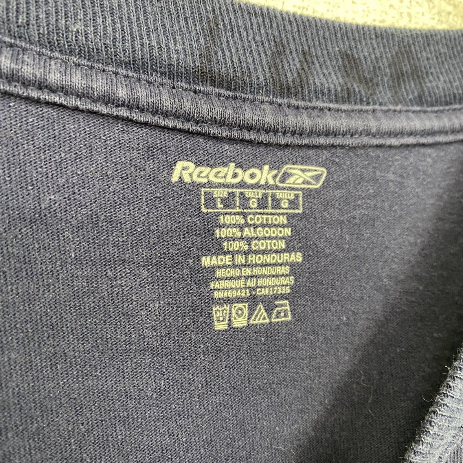 古着 used　Reebok　リーボック　半袖プリントＴシャツ　ロサンゼルスチャージャーズ　フットボール　ネイビー　Lサイズ