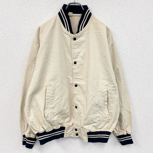～90s　CARIBOU CANADA　スタジャン/スタジアムジャケット　ヴィンテージ　アイボリー　Lサイズ
