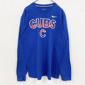 古着 used　NIKE　ナイキ　長袖プリントTシャツ　クルーネックロンT　MLB　シカゴカブス　野球　青　Lサイズ