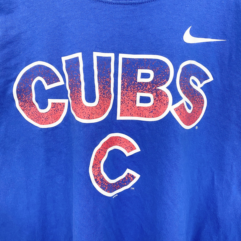 古着 used　NIKE　ナイキ　長袖プリントTシャツ　クルーネックロンT　MLB　シカゴカブス　野球　青　Lサイズ