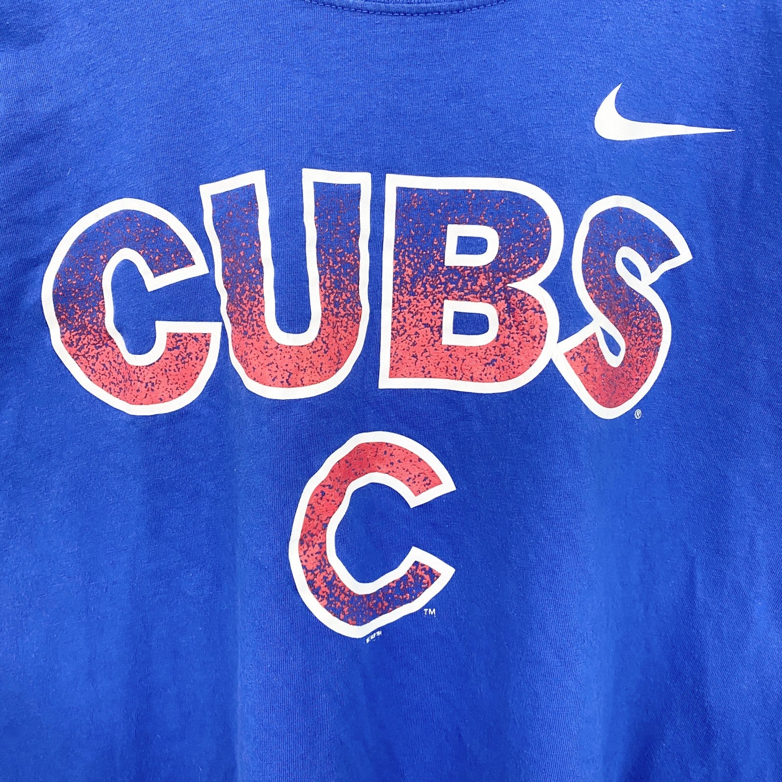 古着 used　NIKE　ナイキ　長袖プリントTシャツ　クルーネックロンT　MLB　シカゴカブス　野球　青　Lサイズ