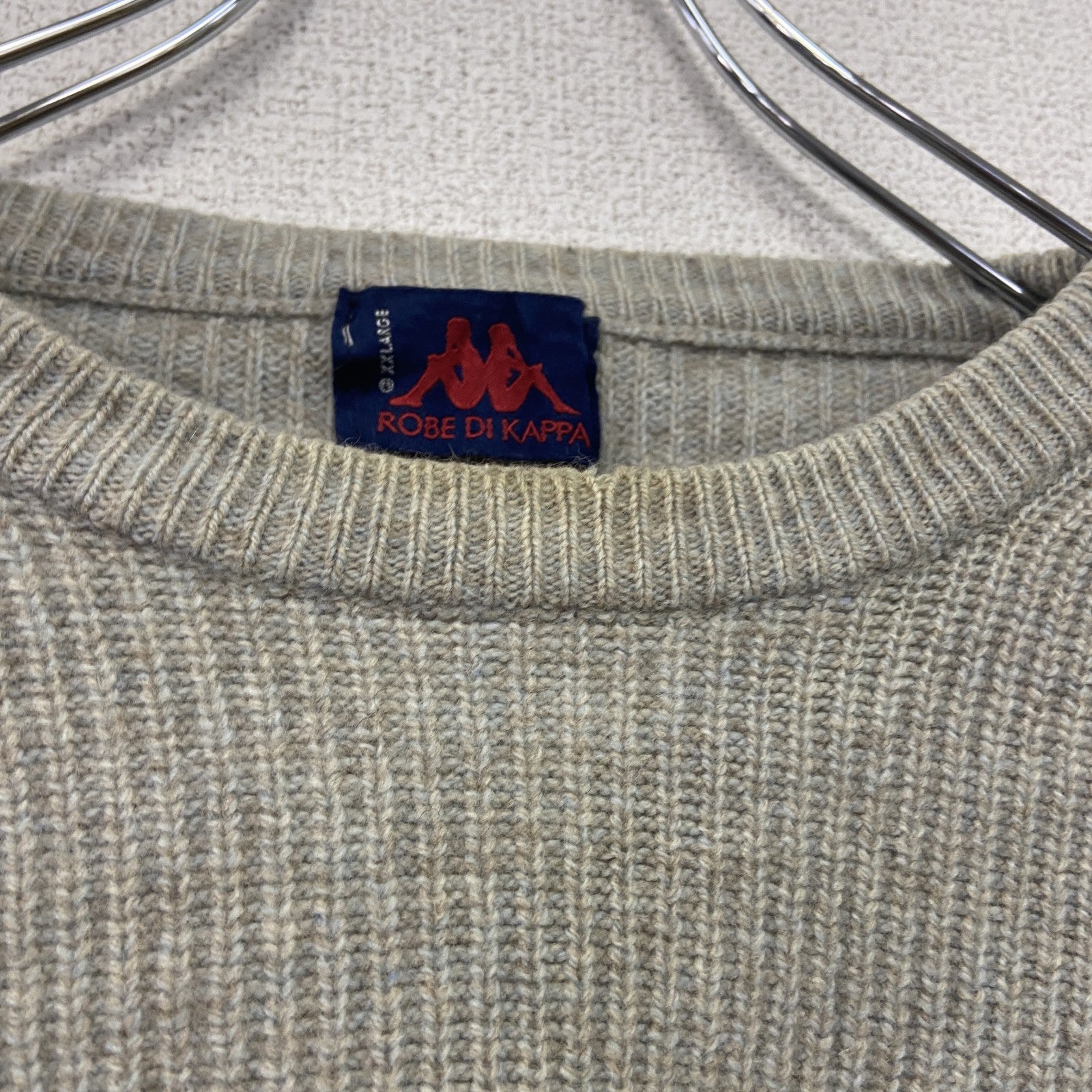 90s　ROBE DI KAPPA　カッパ　ニットセーター　ヴィンテージ　ベージュ　2XLサイズ