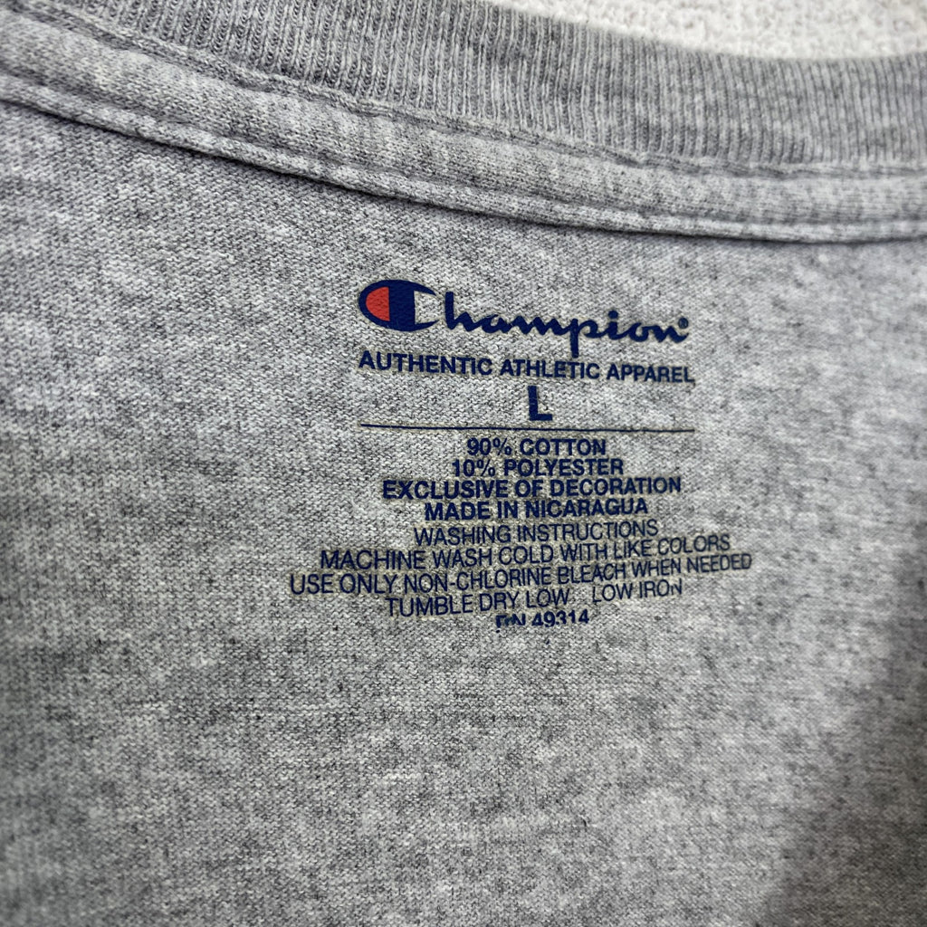 古着 used　Champion　チャンピオン　半袖クルーネックプリントＴシャツ　シアトル　サッカー　グレー　Lサイズ