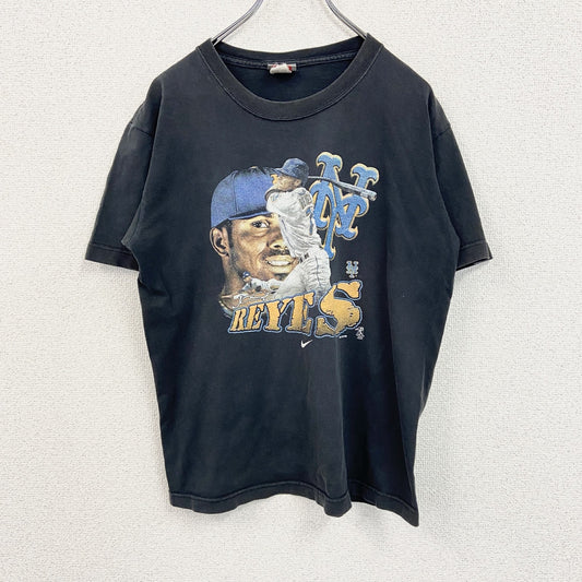 ～00s　NIKE　ナイキ　MLB　ニューヨークヤンキース　半袖Tシャツ　スウッシュ　ホセ・レイエス　黒　ブラック
