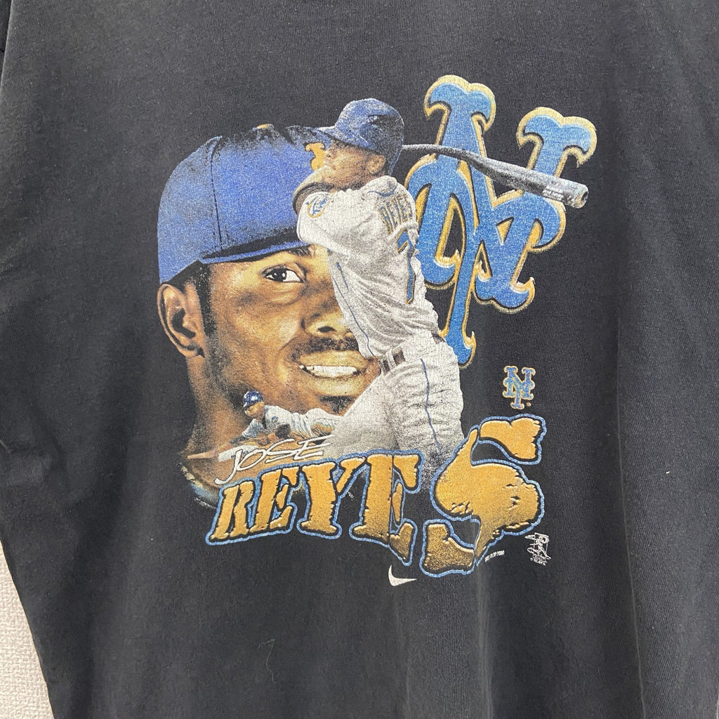 ～00s　NIKE　ナイキ　MLB　ニューヨークヤンキース　半袖Tシャツ　スウッシュ　ホセ・レイエス　黒　ブラック