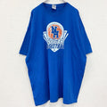 古着 used　ギルダン　半袖プリントTシャツ　クーガーバスケットボール　クルーネック　レトロデザイン　青　ブルー　2XLサイズ