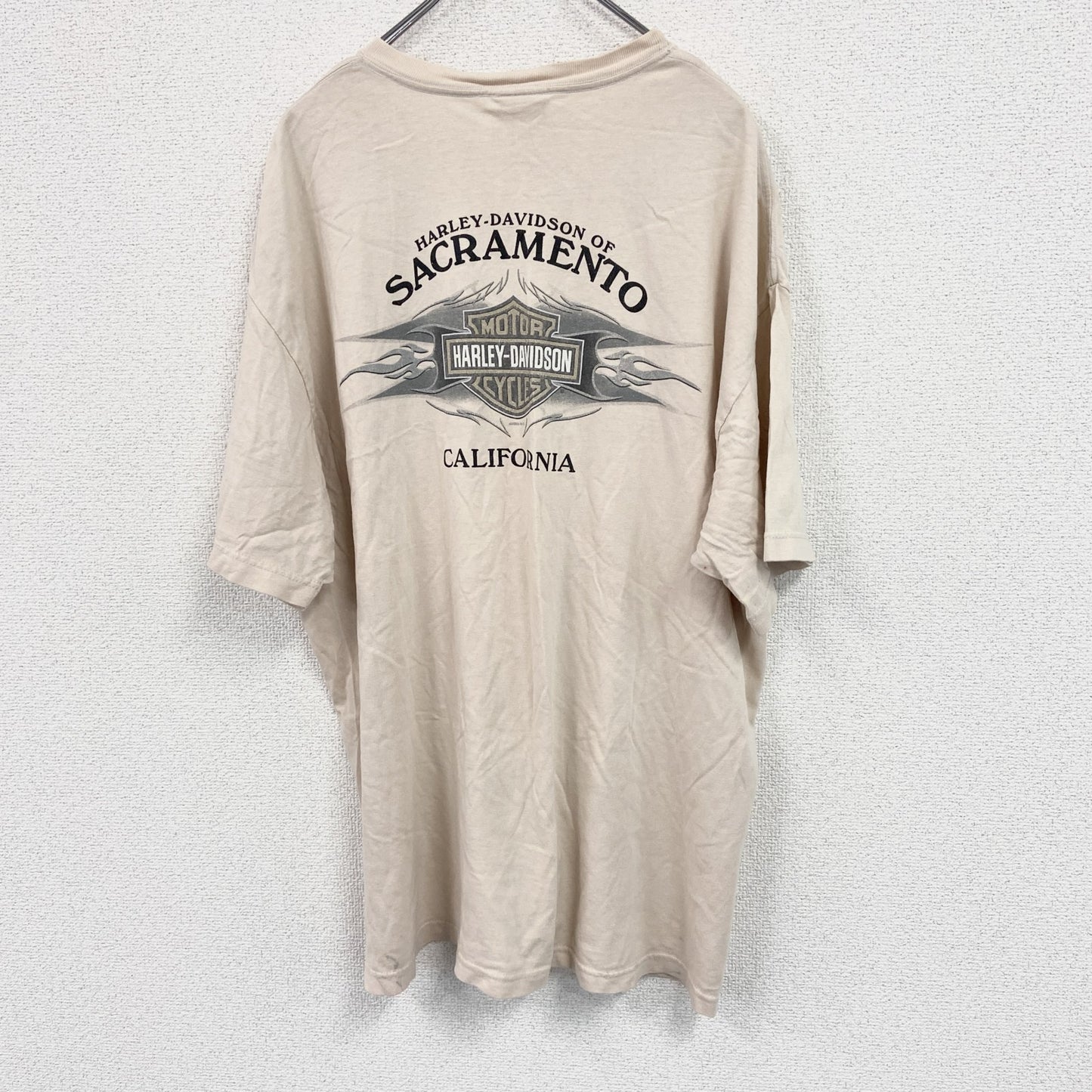 HARLEY DAVIDSON　ハーレーダビッドソン　Hanes　ヘインズ　半袖プリントTシャツ　ベージュ　XLサイズ