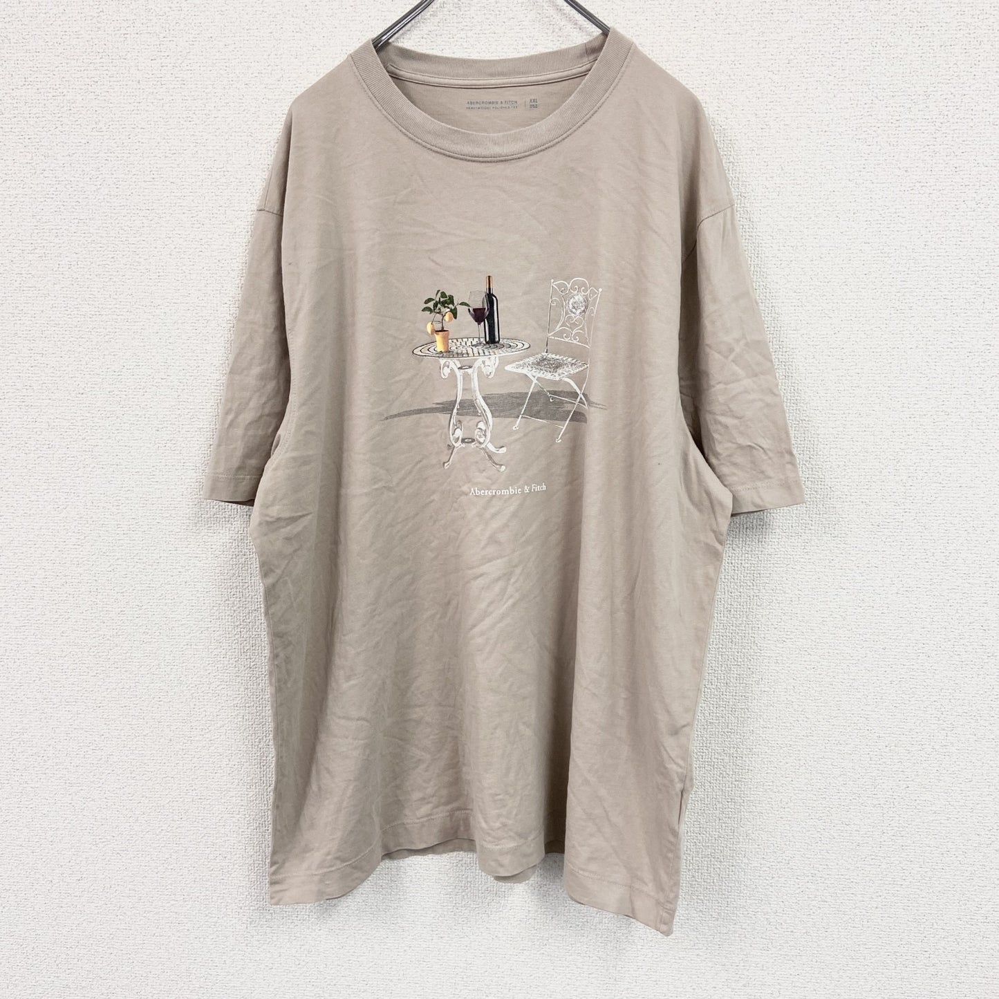 Abercrombie＆Fitch　アバクロンビー＆フィッチ　半袖プリントTシャツ　ベージュ　XXLサイズ
