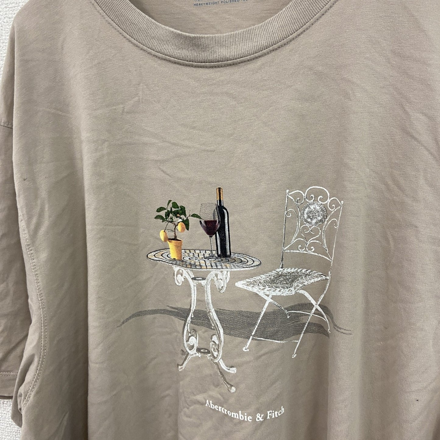 Abercrombie＆Fitch　アバクロンビー＆フィッチ　半袖プリントTシャツ　ベージュ　XXLサイズ
