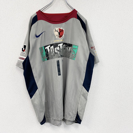 00s　NIKE　ナイキ　鹿島アントラーズ　半袖Tシャツ　ゲームシャツ　ユニフォーム　スウッシュ　デカロゴ　XLサイズ