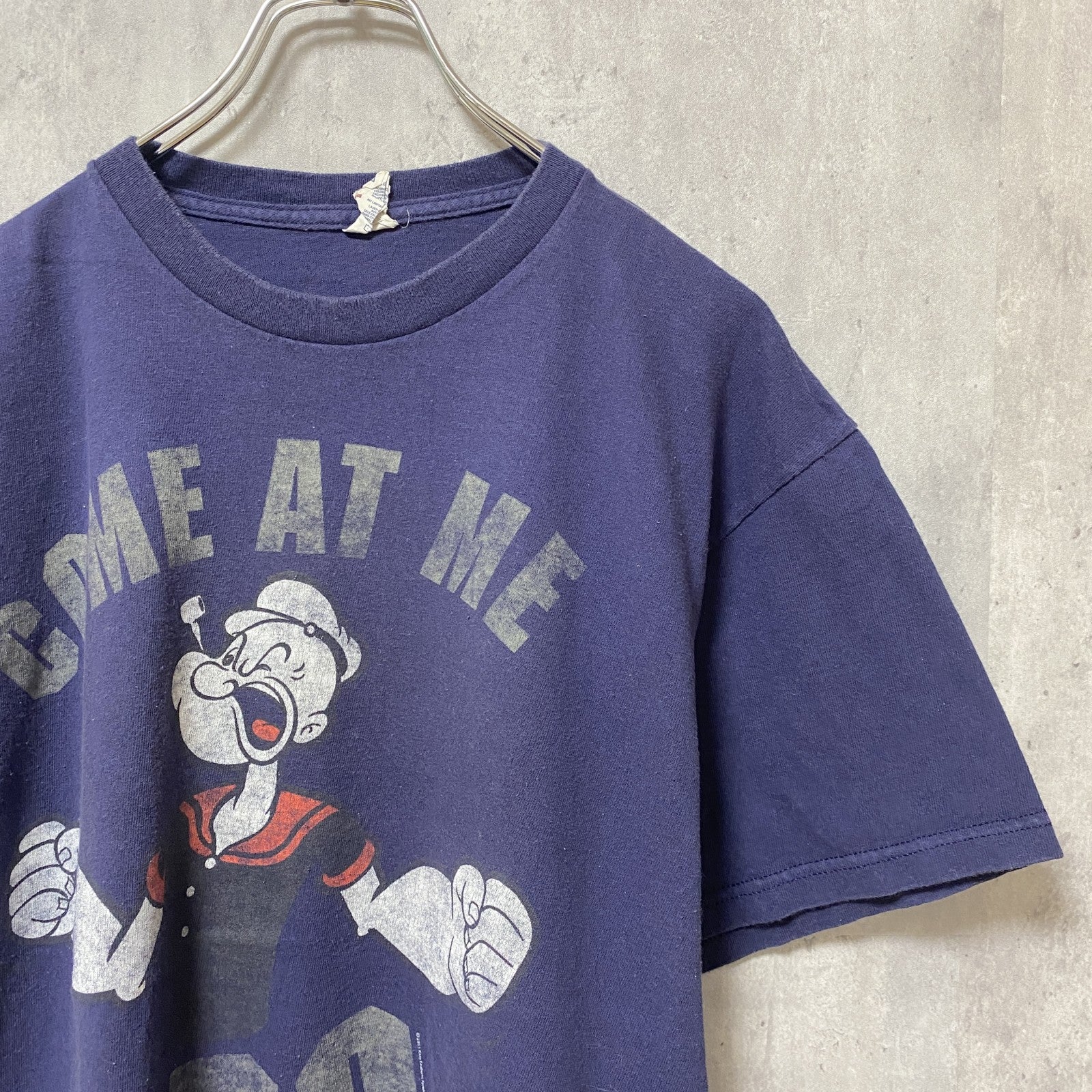 古着 used　POPEYE　ポパイ　半袖プリントTシャツ　クルーネック　紺　ネイビー　Lサイズ