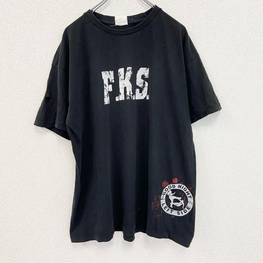 B&C　半袖プリントTシャツ　F.K.S.　英字プリント　黒　ブラック　2XLサイズ